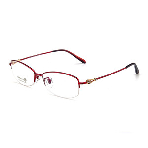 Montures de lunettes pour femmes en titane pur, demi-cerclées rectangulaires, légères, design ovale, 8758, verres en résine, origine Danyang - Product Image 5