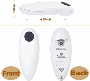 Ouvre-boîte électrique portable en plastique, simple, à bouton-poussoir, bord lisse, sans danger pour les aliments, écologique, composants en acier inoxydable - Product Image 3