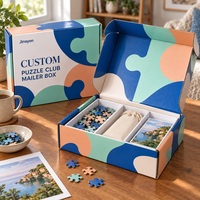 Boîte d'expédition personnalisée pour club de puzzles avec doublure en mousse, en carton ondulé E-Flute rigide pour l'e-commerce, les cadres photo et l'emballage cadeau