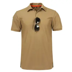Tactical short sleeve low profile design button up khaki polo shirt