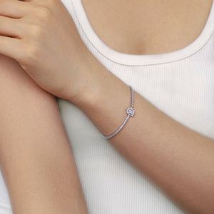 Dylam Fine Jewelry <b>Bangles</b> & Bracelets 925 Sterling Silver Rhodium Plated Sparkling 5A Cubic Zirconia Baguette Tennis Bracelets - Product Image 4