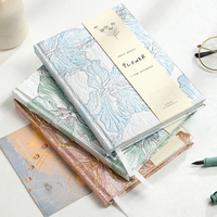 Carnet de notes en tissu doux avec intercalaire en éponge à fleurs en dentelle jacquard A6 B6, joli journal avec couverture rigide pour cadeau