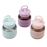 Bouteille d'eau en verre de 300 ml avec couvercle créatif intégrant un support pour téléphone et manchon en cuir isolant, mini-gobelet à lait portable