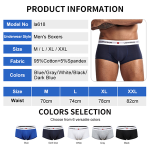 Intimo <span class=keywords><strong>uomo</strong></span> traspirante e antibatterico in cotone ed elastan, contenente pantaloncini in cotone, slip senza cuciture. - Product Image 3