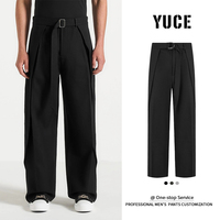 Pantalon de Costume Sur Mesure YUCE pour Homme, Plissé Profond, Coupe Large, Style Minimaliste Urbain, Fabricant