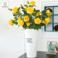 90cm en gros de haute qualité 5 têtes artificielles Real Touch Latex Rose fleurs pour mariage maison fête décoration fleur rose