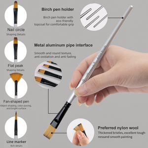 Panwenbo-Ensemble <span class=keywords><strong>de</strong></span> 6 pinceaux <span class=keywords><strong>de</strong></span> forme ronde en nylon pour peinture à l'huile et à l'aquarelle, 6 pièces - Product Image 3