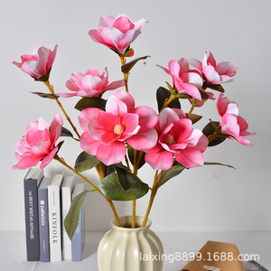 Bouquet de fleurs artificielles de magnolia Laixing en PVC, décoration artisanale pour salon - Product Image 1