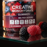 Gummies de Créatine Monohydrate 5000mg avec BCAA, L-Carnitine et Taurine pour la Croissance Musculaire et la Récupération - 150 Gummies Oursons aux Fruits Rouges