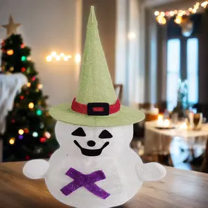 24-Inch Telescopic White Ghost Hat LED Lights Halloween Custom Size Outdoor Decoration Fabric Plastic Material Gift Box Packed