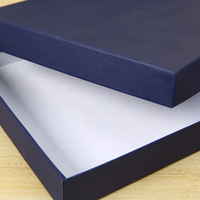 Boîte cadeau rigide en carton écologique bleu foncé à ouverture par le haut, simple, pour le rangement de bijoux professionnels, couleur unie personnalisée