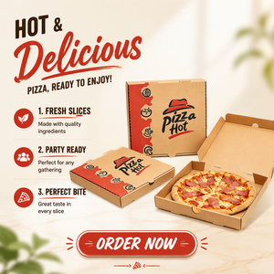 Caja de Pizza <span class=keywords><strong>Kraft</strong></span> Desechable Ecológica Biodegradable Mate con Logotipo Personalizado, <span class=keywords><strong>Cartón</strong></span> <span class=keywords><strong>Corrugado</strong></span> Impermeable de 16 oz, Cuatro Colores - Product Image 4