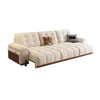 Nouveau Canapé 3 Places en Tissu Chenille Électrique 2026, Motif Nuage Crème Rétro, Canapé-Lit Multifonctionnel Extensible