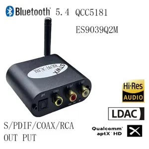 QCC3084/QCC5181 <span class=keywords><strong>Bluetooth</strong></span> 5.4 ES9039 DSD USB <span class=keywords><strong>vers</strong></span> fibre/<span class=keywords><strong>convertisseur</strong></span> Coaxial adaptateur <span class=keywords><strong>Audio</strong></span> DSD 192khz - Product Image 2