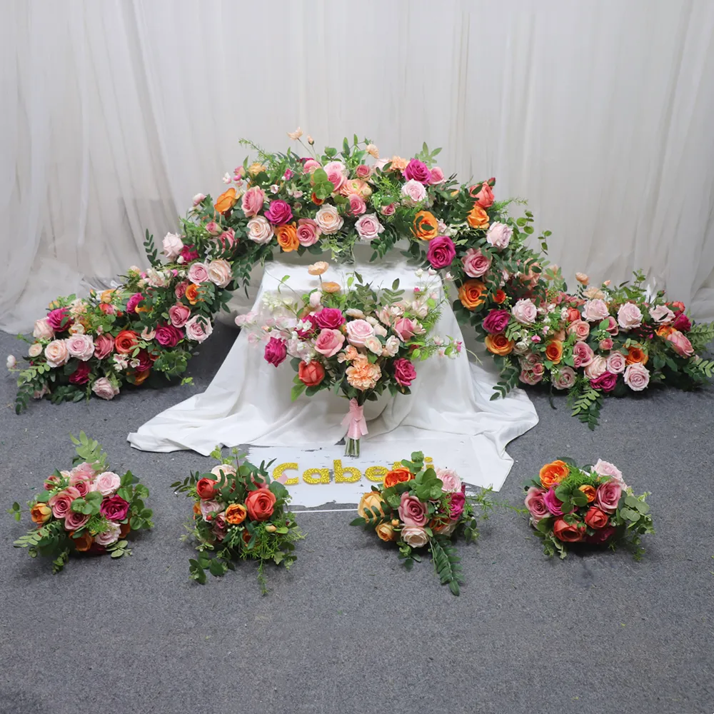 KCRF-084 Hot Pink Flower Runner Wedding/display/event Decoration Country Wedding Floral Table Runners Arrangements