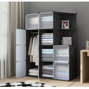 Lipat Diy kamar tidur penyimpanan portabel lemari pakaian desain plastik perempuan Kabinet gaya Master Online dibangun bayi rumah furnitur - Product Image 4