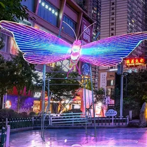 2023 Burning LED Flying Butterfly Luminous Wings Outdoor Large Amusement Light Customized large landscape lights