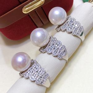 Bague en or K de haute qualité, perle naturelle, édition en argent pur, 12-13 mm, ronde, forte brillance, presque parfaite, légère - Product Image 3