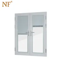 NF Aluminum Alloy Swing Open Exterior Black Metal French Doors Panel with Hardware Exterior Door