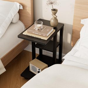 <span class=keywords><strong>Mesa</strong></span> Auxiliar en Forma de C Masupu, <span class=keywords><strong>Mesa</strong></span> Auxiliar Pequeña <span class=keywords><strong>con</strong></span> Estante de Almacenamiento, <span class=keywords><strong>Ruedas</strong></span>, Madera de Ingeniería, Bandeja para <span class=keywords><strong>TV</strong></span>, Fácil de Usar en Sala de Estar, Dormitorio o Baño - Product Image 5