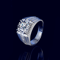 Bague de mariage en moissanite pour homme, bague solitaire en argent S925, 3 carats, couleur D, clarté VVS1, bagues de fiançailles en moissanite pour homme