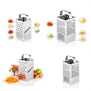 Râpe à boîte ergonomique 7-en-1 en acier inoxydable – Hachoir de cuisine multifonction pour fromage, légumes et fruits - Product Image 1