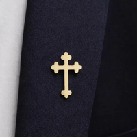 Épingle de revers dorée en acier inoxydable 316L, résistante au ternissement, motif foi et religion, accessoire pour pasteur d'église, pour Pâques et Noël
