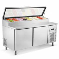 Réfrigérateur de préparation de pizzas et comptoir de station à sandwichs commercial en acier inoxydable 201, directement de l'usine