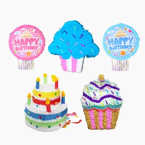 Wholesale Happy Birthday round Rainbow Birthday Occasion Party Favor Cake Pinata