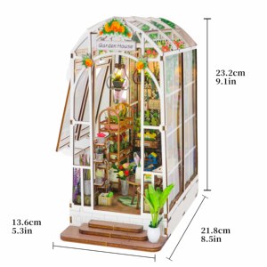 Hongda Venta caliente M2313 Garden House Wooden Book Nook Diy Kit de Rincón de libro en miniatura con luz - Product Image 4