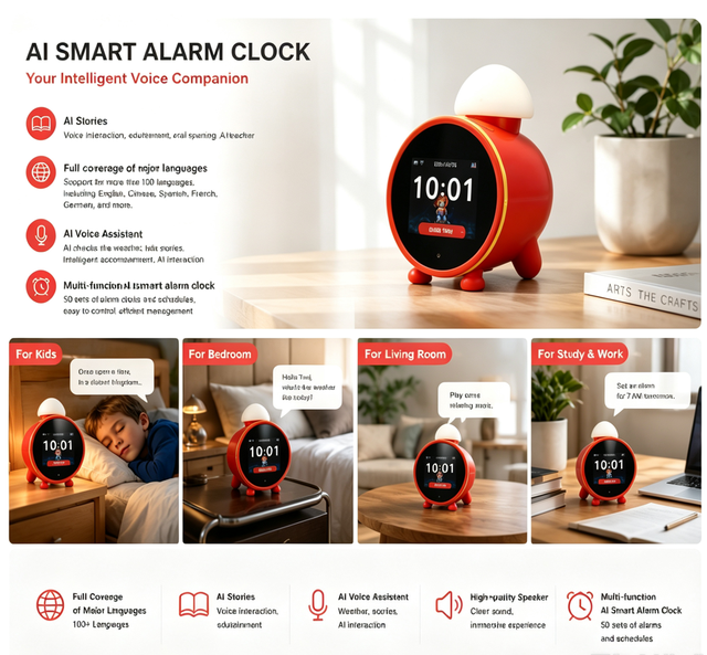 Smart AI Speaker with Chatgpt OpenAI Voice Control LED Display High-Quality Sound Alarm Clock Function Speaker