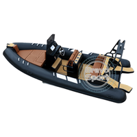 Bateau pneumatique semi-rigide de luxe en aluminium noir de 5,8 m (19 pieds) en PVC Hypalon, modèle 580, le plus vendu