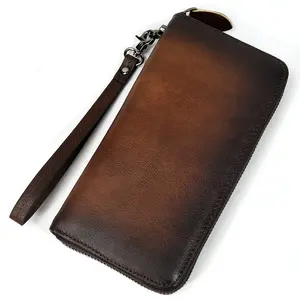 Men Crazy Horse Leather New Style Customize Stylish Leather Long Wallet