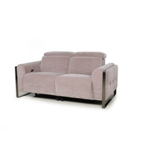 Fauteuil inclinable électrique moderne 3 places en tissu avec cadre carré en métal et port USB pour salon