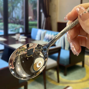 Cucharas para servir cenas <span class=keywords><strong>de</strong></span> acero inoxidable, mango martillado a mano, hogar, cocina, restaurante, cucharas <span class=keywords><strong>de</strong></span> mesa, cucharas - Product Image 2