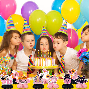 Pink Black Halloween Baby Shower <b>Birthday</b> Honeycomb Centerpieces 16cm Paper Table <b>Toppers</b> - Product Image 4