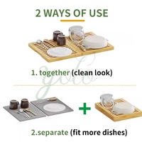 Égouttoir de table en bois de bambou grand organisateur pliable en marbre petits ustensiles évier diatomite porte-vaisselle pour comptoir de cuisine avec pieds