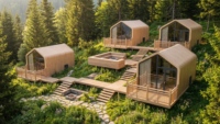 Maisonnette préfabriquée à montage rapide pour l'extension de complexe hôtelier