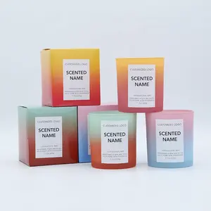 BO RUI HENG Special Design Widely Used Gradient color Glass Jar Scented Candle with folding box