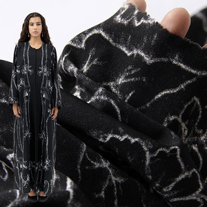 OEM ODM Moyen-Orient Robe Tissu Noir Foncé Tissé Imprimé Polyester Abaya Tissu Matériel - Product Image 1