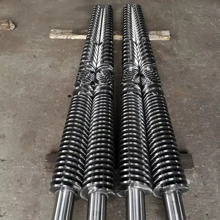 Plastic Tube Extrusion moulding machine Screw Barrel for PVC Extruder Conical Twin Bimetallic Extruder Screw and Barrel