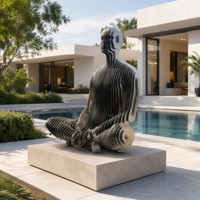 Escultura Abstracta Moderna de Acero Inoxidable en Capas, Silueta Humana Cortada, Escultura Metálica Personalizada para Decoración de Arte al Aire Libre