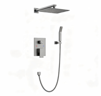Ensemble de robinetterie de douche encastrée noir mat de 10 pouces, douche carrée murale à effet pluie avec douchette pour salles de bain minimalistes