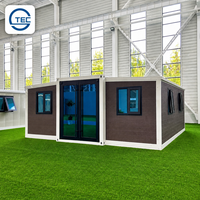Maison conteneur préfabriquée moderne, pliable et extensible, à double aile, avec 2 chambres et 1 salon, pour hôtel ou gîte
