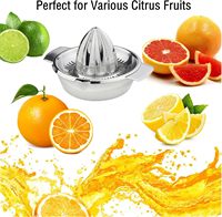 Presse-agrumes manuel en acier inoxydable 304 avec bol de 10 oz, presse-citron et presse-orange, presse à main avec passoire intégrée et 2 becs verseurs