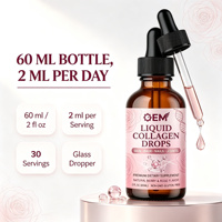 Gouttes de collagène liquide 60 ml OEM ODM Marque privée Complément de collagène pour la peau, les cheveux, les ongles et les articulations