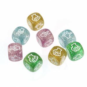 Dado de juego de papel, tijera y piedra de 20 mm transparente con purpurina al por mayor para fiestas familiares de adultos y niños - Product Image 2