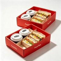 Boîte d'emballage jetable personnalisée en papier alimentaire épais pour sandwichs aux œufs, pain grillé, petit-déjeuner, motif dessin animé