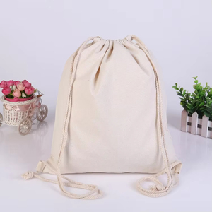 Wholesale Personalize Customize Logo Reused Washable <b>White</b> Black Canvas Soft Cotton Drawstring <b>Bag</b> - Product Image 4