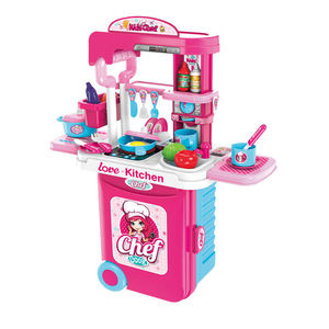 Juego de Cocina Educativo, Juguetes de Chef para Jugar a la Cocina, 3 en 1, Maleta de Plástico con Ruedas, Juego de Cocina para Niños - Product Image 2